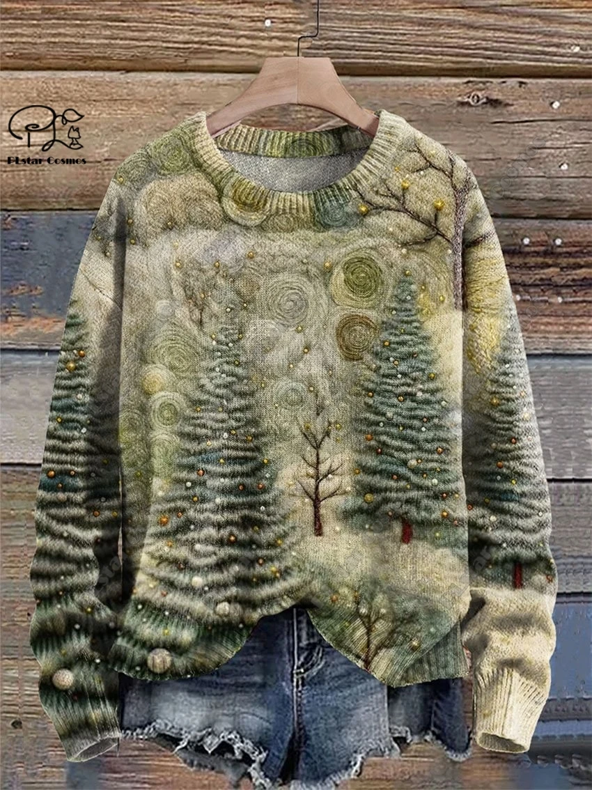 

3D Printing Christmas Christmas Tree Santa Claus Tattoo Cat Animal Deer Bear Sweater Streetwear Casual Winter Sweatshirt M54