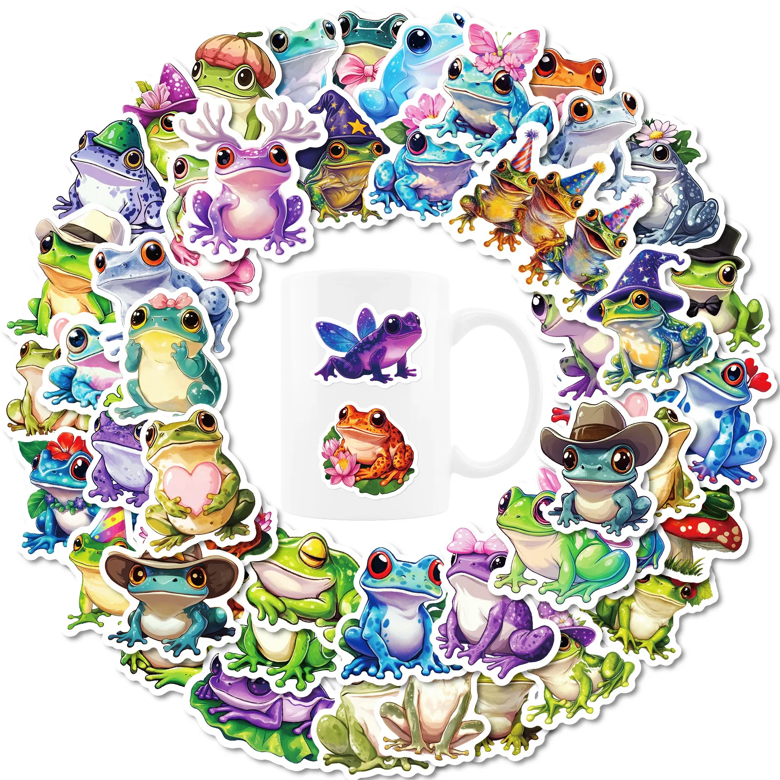 

50PCS Creative Colorful Silly Frog Waterproof Cartoon Stickers DIY Decoration Notebook Mobile Guitar Suitcase Graffiti Kids Toys