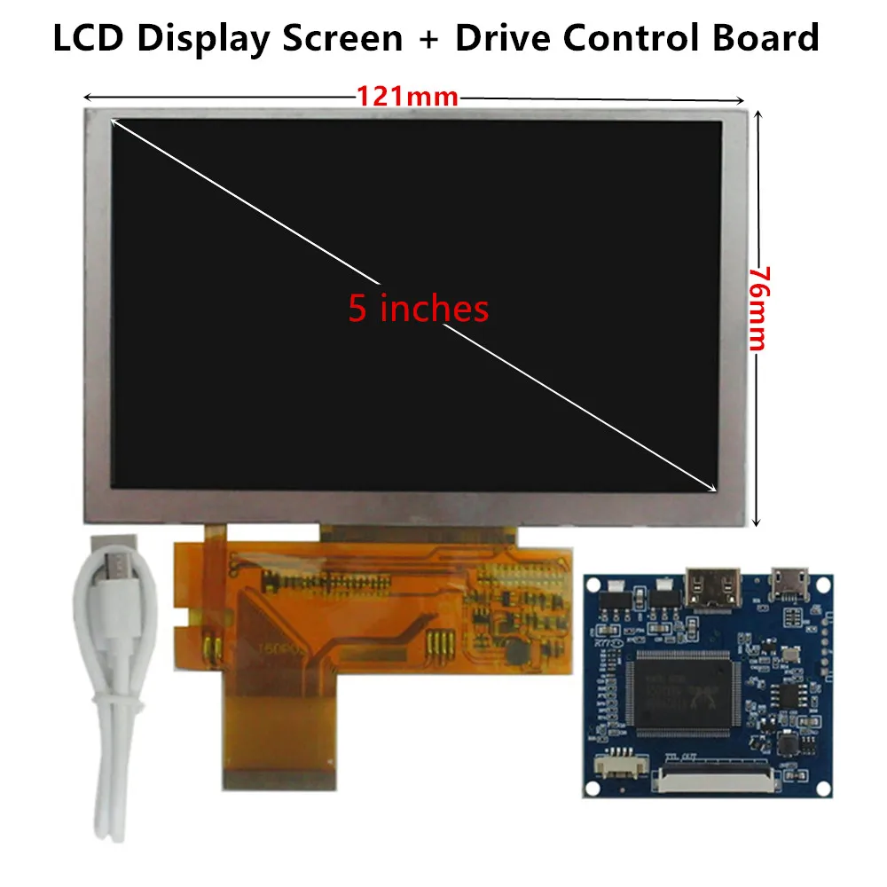 5 Inch 800*480 TFT LCD Display Screen Digitizer Touchscreen Controller Control Driver Board Mini HDMI-Compatible Monitor Kit