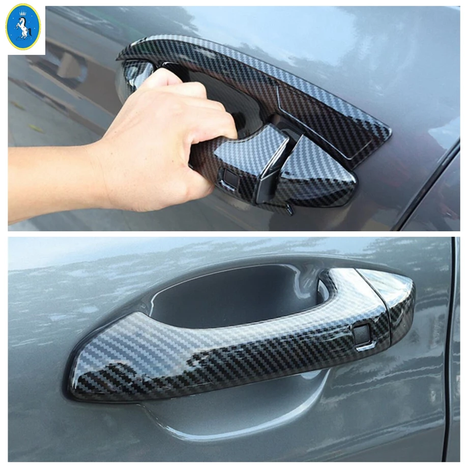 Accessories Auto Door Handle Bowl Grab Decor Cover Trim For KIA Optima / K5 GT 2020 - 2022 Carbon Fiber Look Exterior Refit Kit