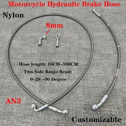 8mm Banjo Silver Nylon Motorcycle Hydraulic Brake Hose LineSpecificmulti Angle High-Temperature Resistant Brake Braided