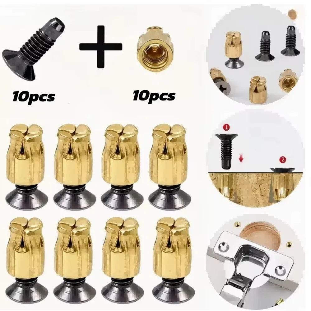 10 Sets Reusable Hinge Repair Inserts Kit Cabinet Door Fix Door Plate Reinforcement Cabinet Repair Inserts