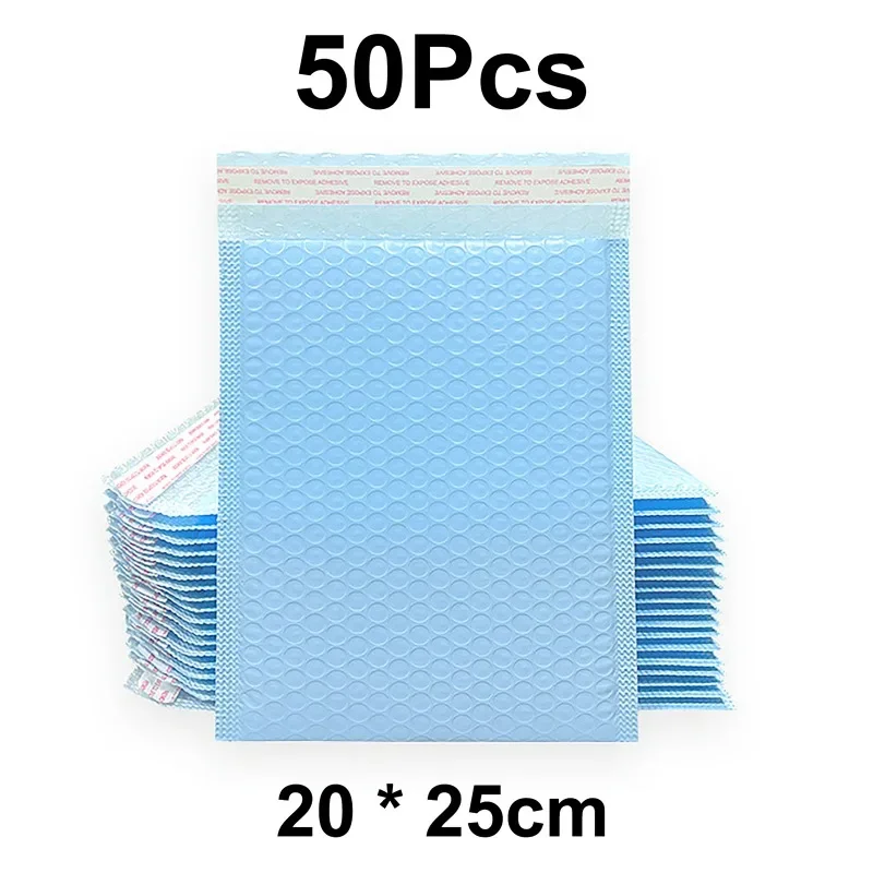 50Pcs/set Sky Blue Bubble Mailer Bubble Padded Envelopes Clothing Express Packing Bag Waterproof Bubble Envelope Bags