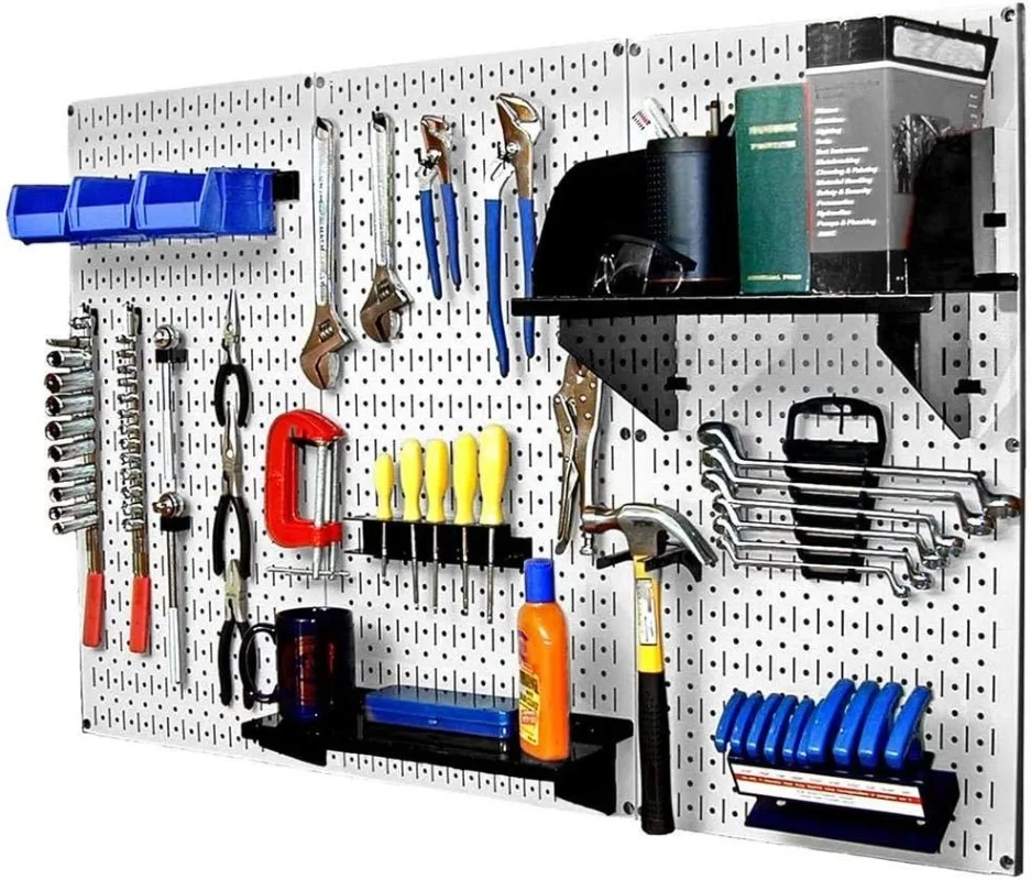 

30-WRK-400WB Standard Workbench Metal Pegboard Tool Organizer,White/Black