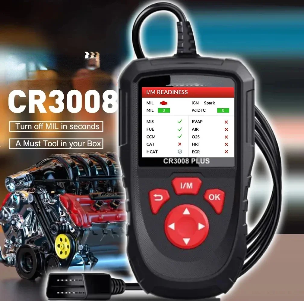 CR3008 PLUS Full OBD2 Diagnostic Tools Car OBD OBD2 Automotive Scanner Check Engine Battery Free Update Online