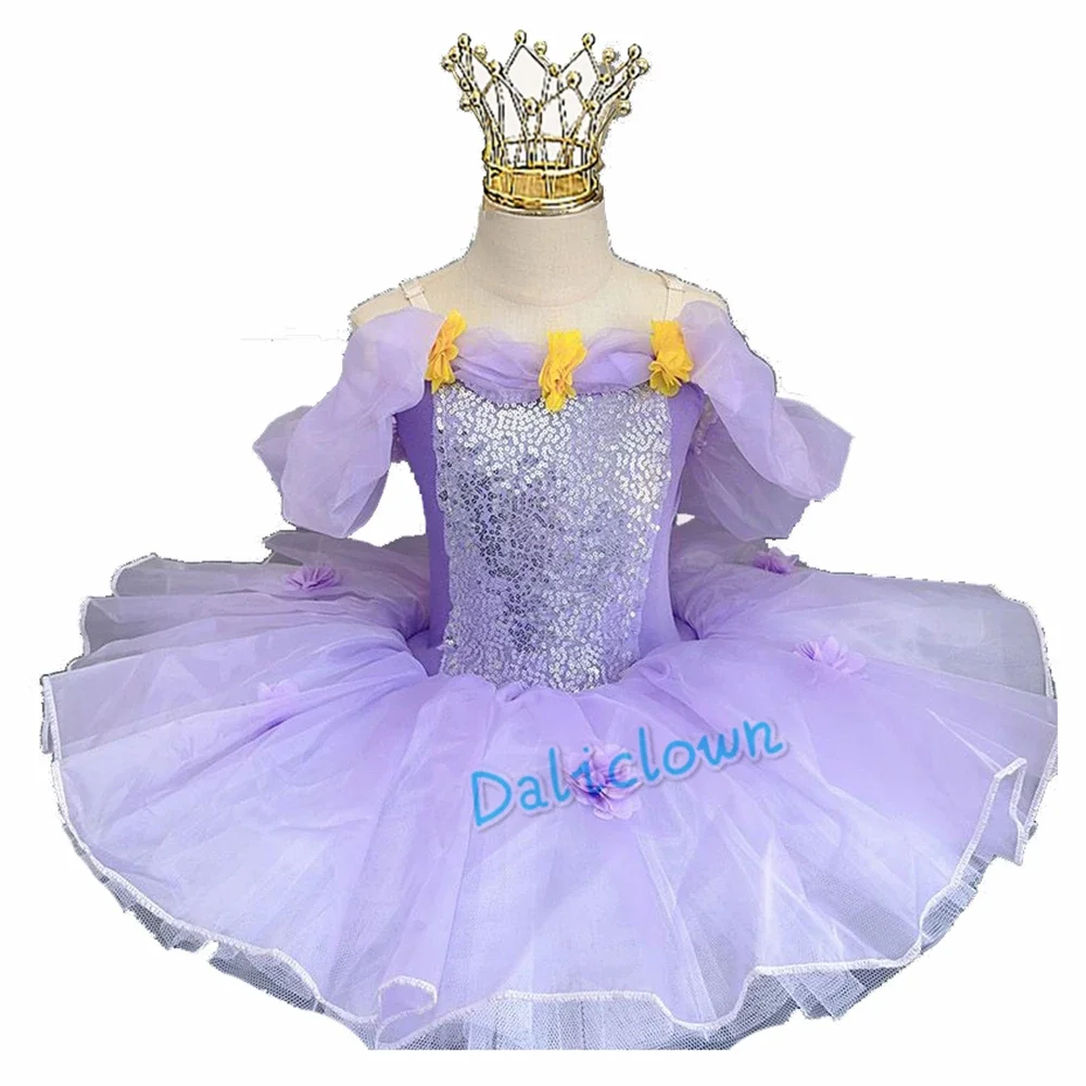 Tutú de plataforma profesional para niñas y niños, traje de baile de Ballet, con falda de baile de lentejuelas leotardo, disfraz de fiesta de princesa bailarina