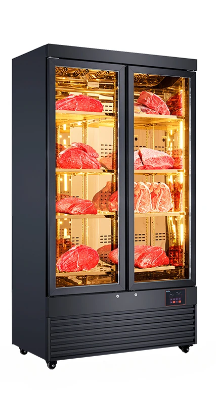 Beef Cooked Cabinet Acid Drainage Cabinet Dry Wet Demisting Glass Door Beef Display Cabinet Air Cooling Frostless