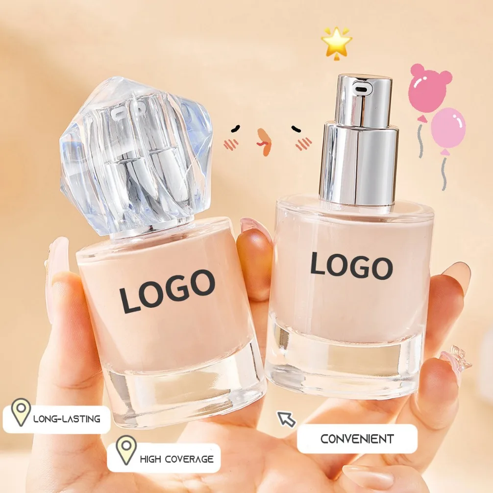 Fond de teint à couverture complète, marque privée végétalienne, 24 couleurs, longue durée, haute couverture, Logo personnalisé, cosmétiques, vente en gros