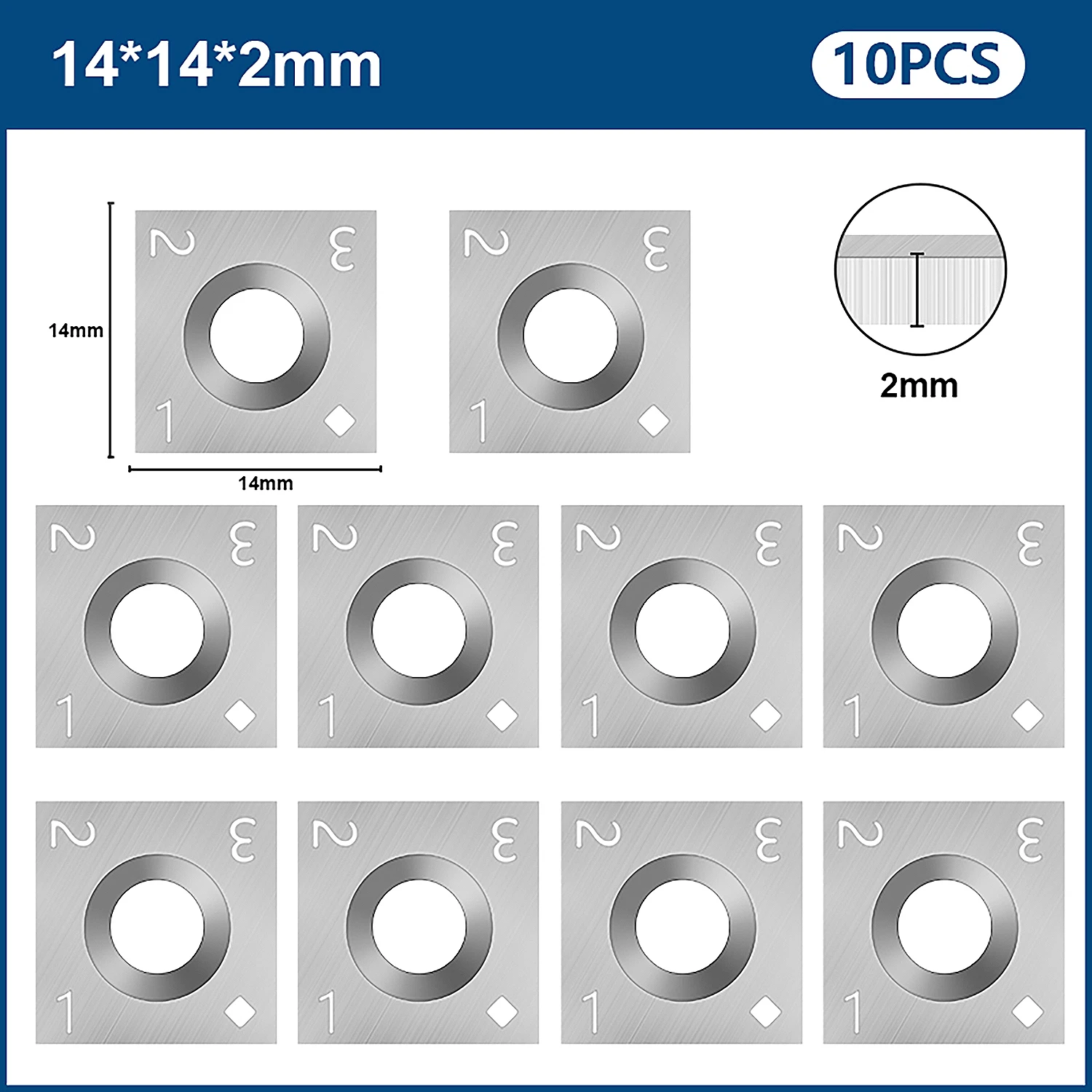 Xcan 10 peças inserções quadradas retas de carboneto para torneamento de madeira 12x12x2.2mm 14x14x2.0mm facas de corte espiral/broca de superfície helicoidal