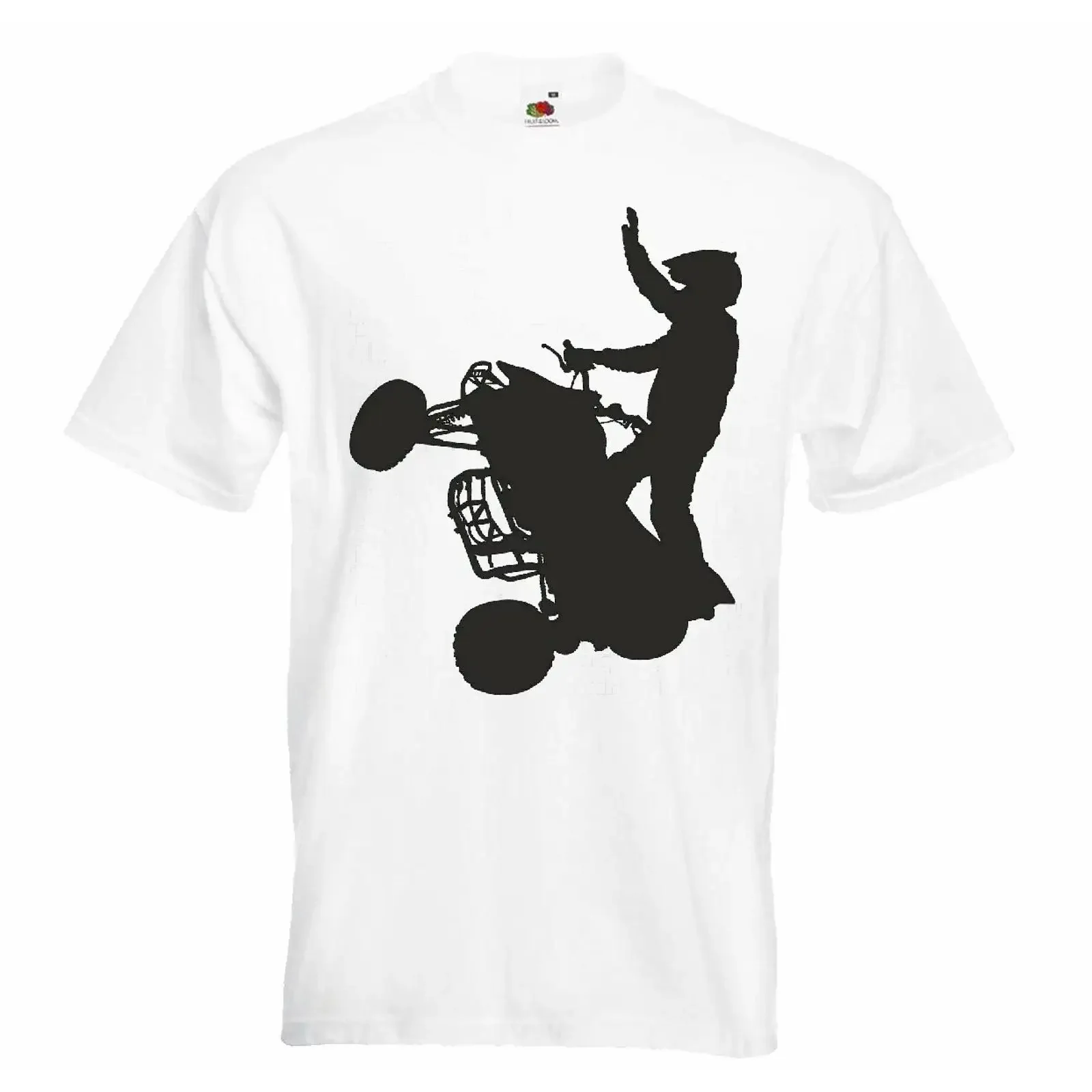 T Shirt QUAD SILHOUETTE RACE RACING FORMEL MOTOR TEAM SPEED SPEEDWAY CLASSIC vintage Washed Stretched Unisex fashion Breathable
