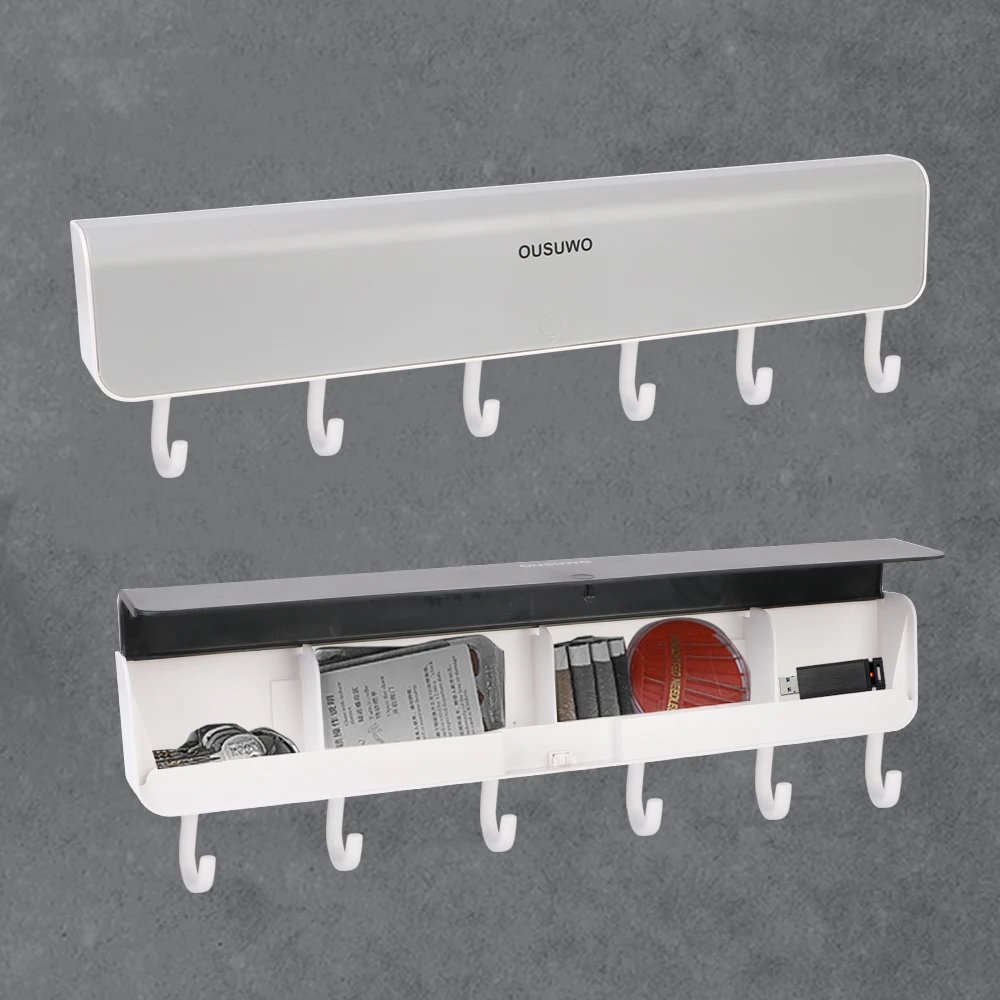Bathroom Accessories Wall-Mounted For Bathroom Door Clothes Key Organizer Punch-Free With Hook Shelf Storage Box Storage Rack