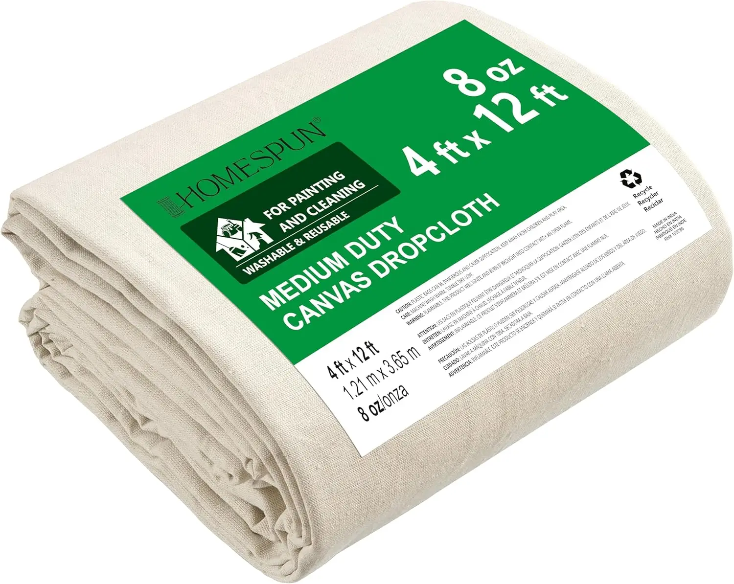 

Canvas Drop Cloth for Painting - 12x4 ft, Reusable & Absorbent - Ideal for Home Renovation, Carpet Protector, Tent Setup