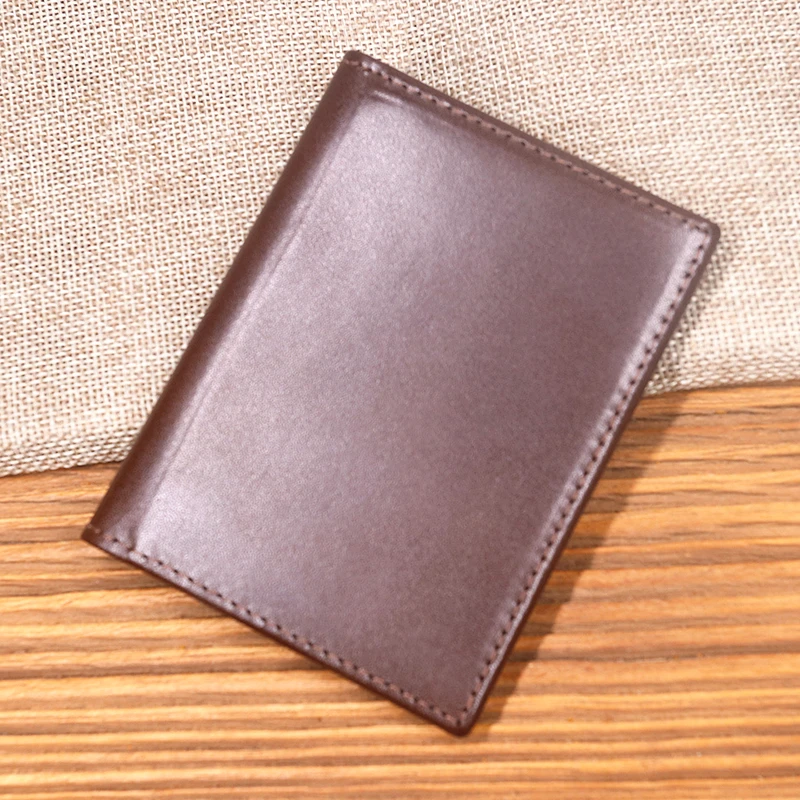 Genuine Leather Credit Card Holder For Men Male Vintage Cowhide Short Bifold Slim Small Wallet Thin Purse Driver License ID Case