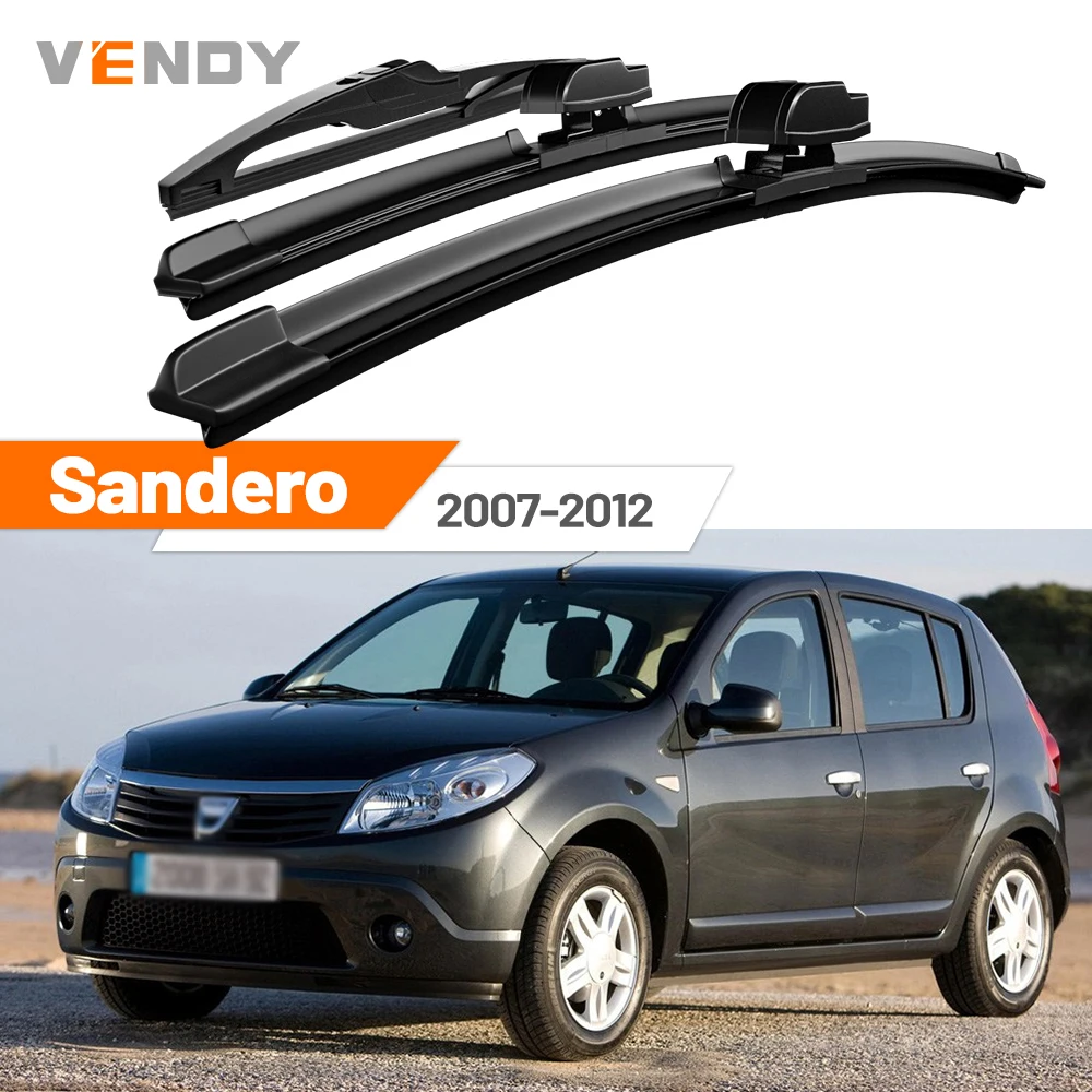 

For Dacia Sandero 2007-2012 2008 2009 2010 2011 Front & Rear Windshield Wiper Blades Windscreen Wipers Set Accessories