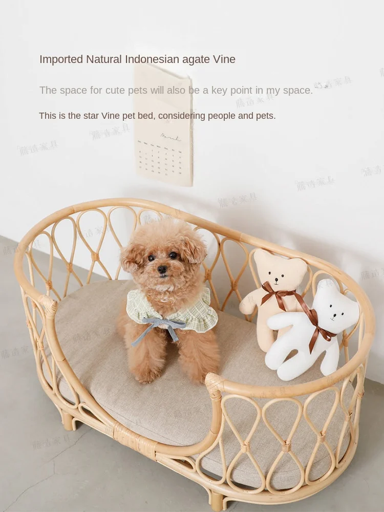 Vine woven children's sofa chairs are hand-woven by rattan. online celebrity dog kennel Teddy big golden retriever large pet bed