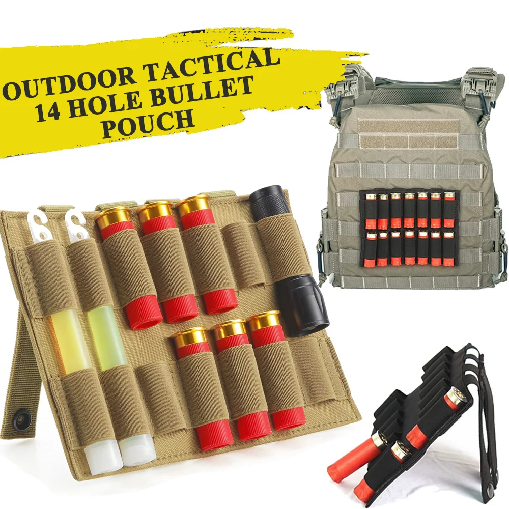 

Tactical Molle 14 Rounds Magazine Pouch Shell Holder Panel Utility Cartridges Pouch Hunting Accessories Outdoor Shooting Gear