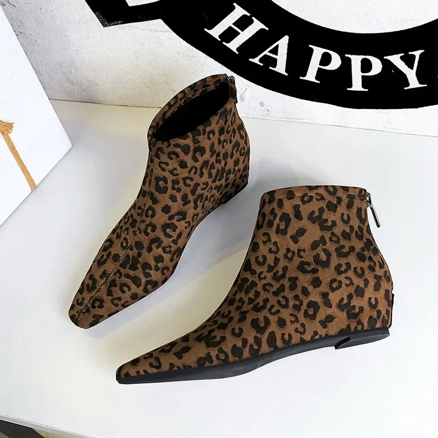 BIGTREE Shoes Retro Leopard print women's boots Sexy women's ankle boots Autumn Winter shoes Warm plush Short boots Wedges 2025 image 2
