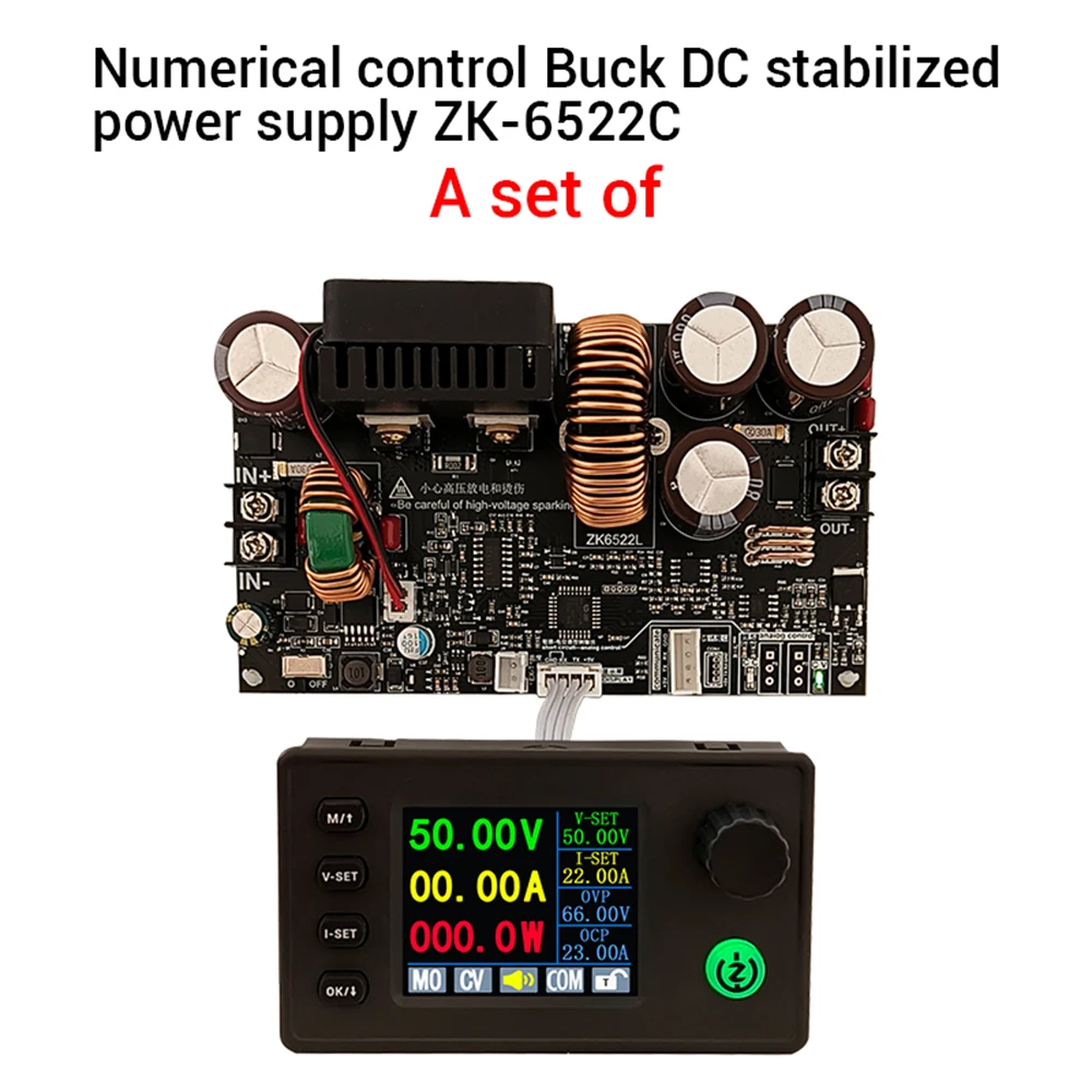 

ZK-6522C 1400W 22A Мощный преобразователь напряжения CNC Buck с регулировкой постоянного тока и напряжения, модуль понижающего преобразователя напряжения и тока