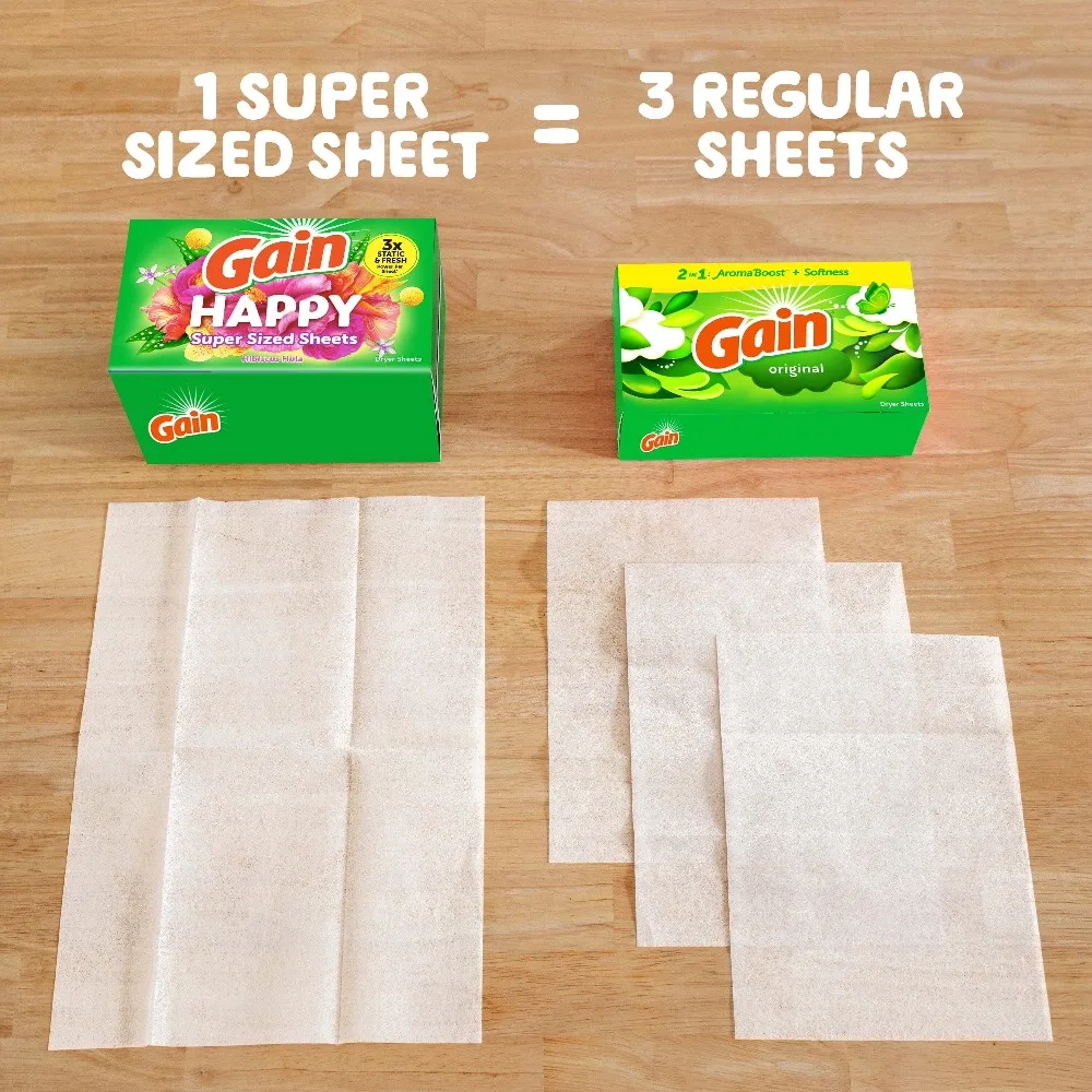 Extra Large Happy Hibiscus Hula Scented Dryer Sheets Fabric Softener for Laundry Static Wrinkle Control 60 Count Mega Pack