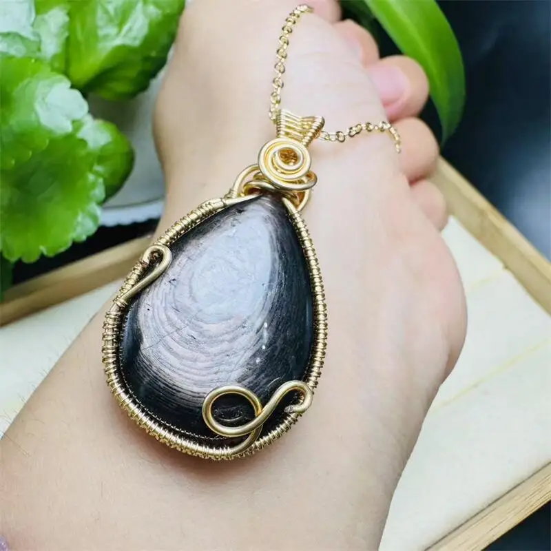 

S925 Natural Black Tourmaline Freeform Pendant Healing Gemstone Home Room Decoration Ornament Christmas Gift 1PCS