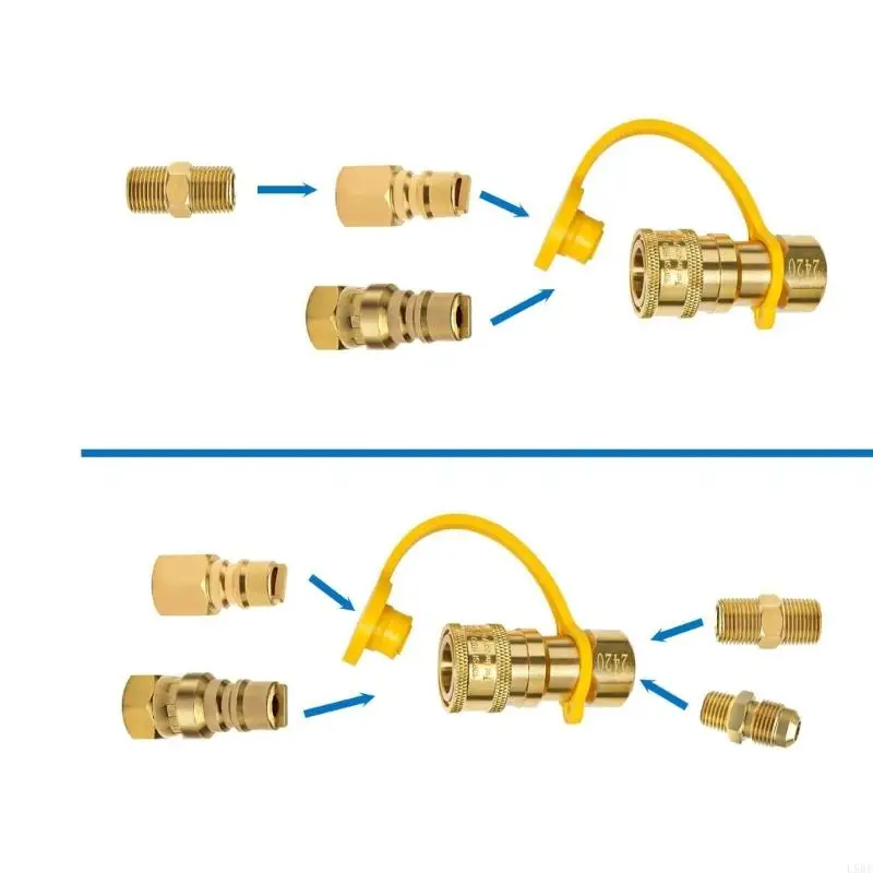 L9BE Low Pressure Propanes Quickly Couplers Set Includes 4 Fittings And Installation Guide