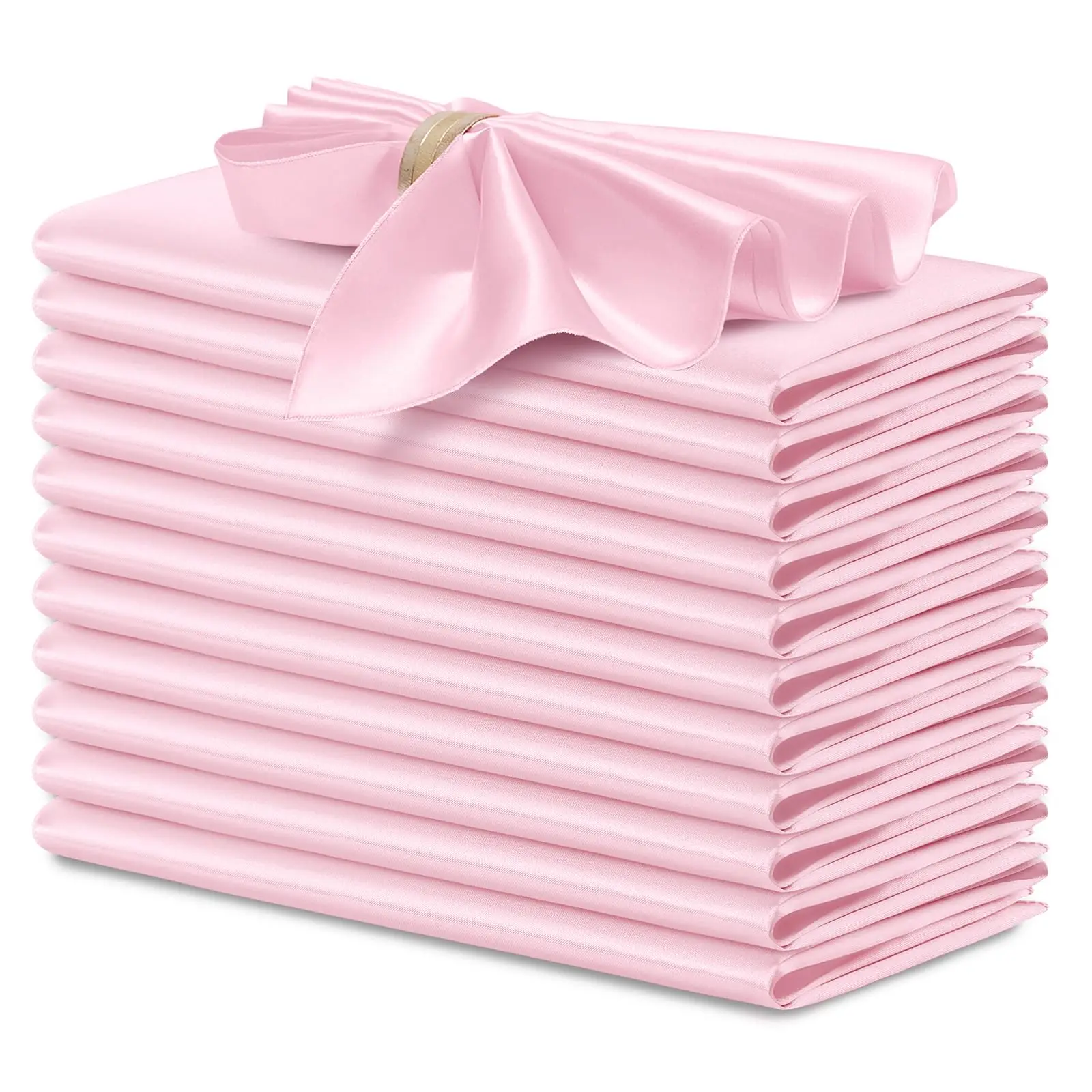 12PCS Pink Satin Napkin 12x12Inches Soft Table Napkins for Romantic Weddings Party Dinner Table Decoration