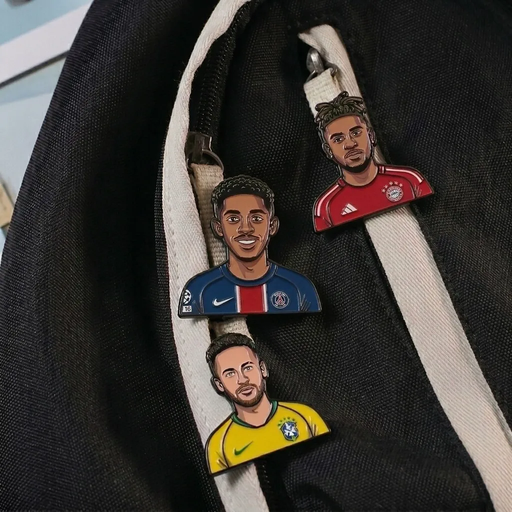 Football Star Metal Enamel Pin Badge Soccer Player Brooch Sport Collectible Lapel Pin Jacket Backpack Fan Gift Souvenir Keepsake view 5