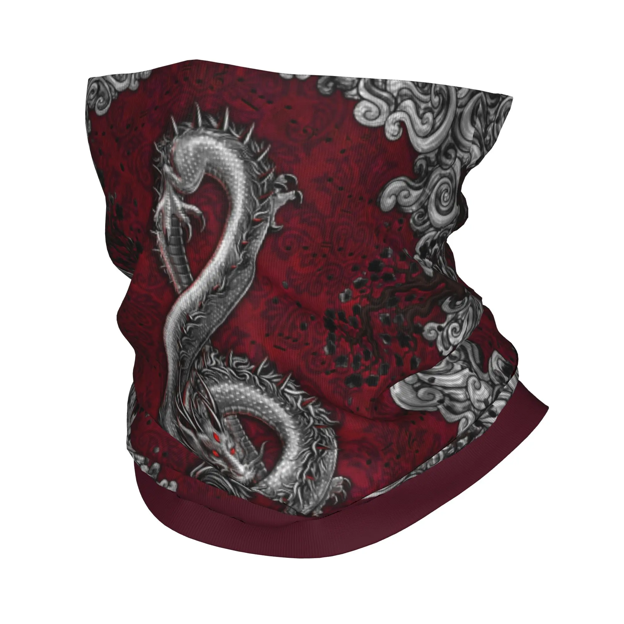 Custom Music Dragon Gothic Pattern Winter Headband Neck Warmer Men Women Hiking Camping Tube Scarf Chinese Asian Style Face