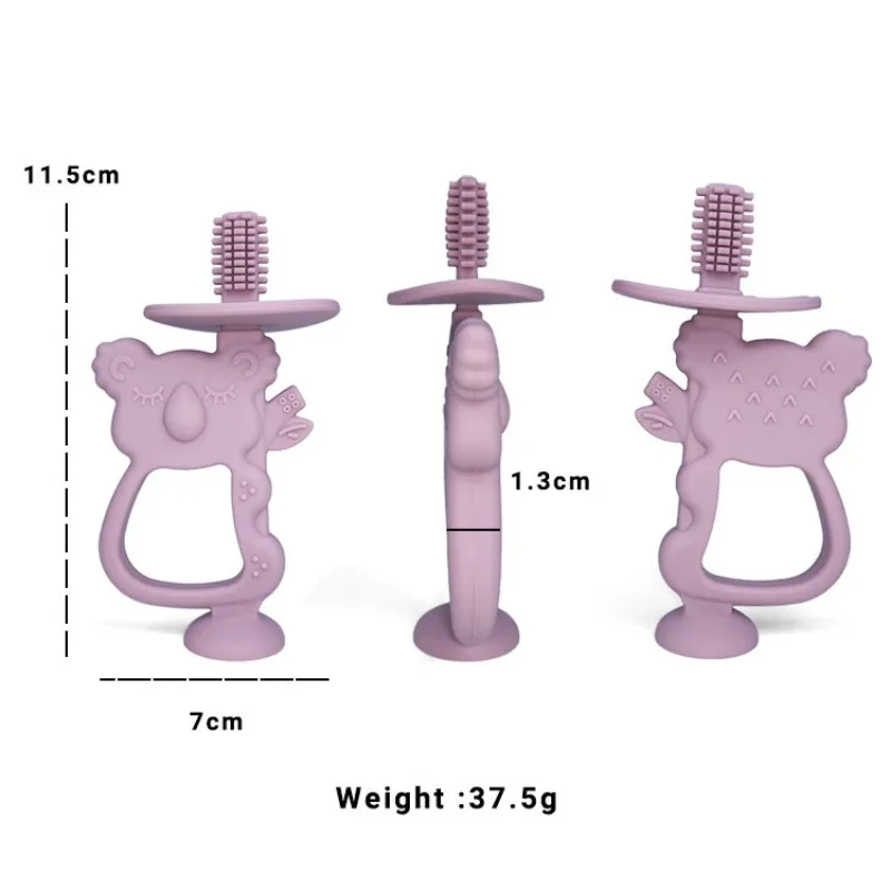 Cepillo de dientes de entrenamiento de silicona para bebé, 1 piezas, sin BPA, Animal Koala, mordedor seguro, juguetes para masticar, anillo de