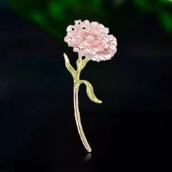 Mother's Day Enamel Carnation Brooch for Women Unisex Botanical Flower Pins Event Funny Luxury Gifts New Year Friends Decoration