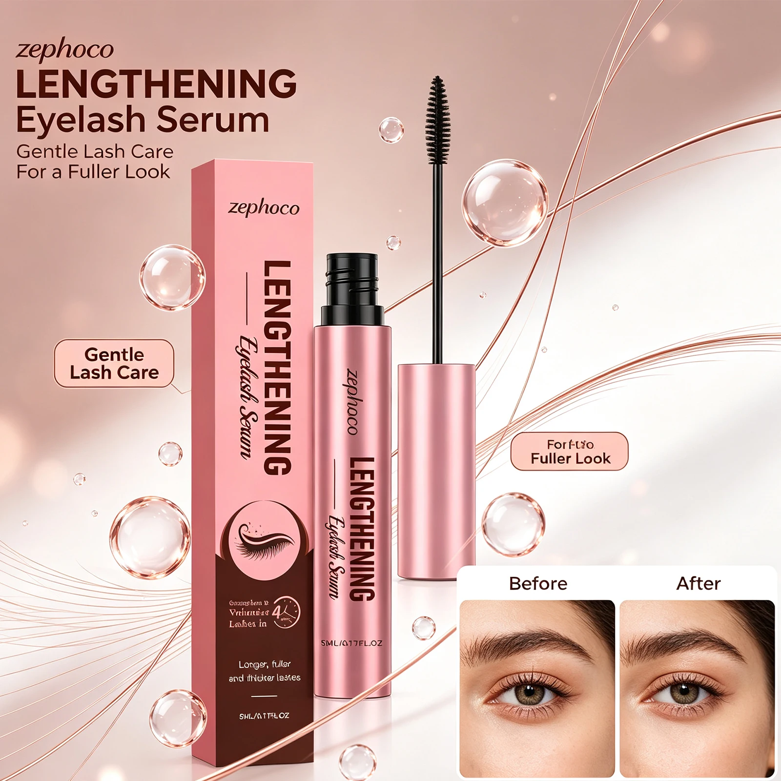 Hydrating Natural Eyelash Enhancer Serum Boost Lash Strength Reduce Breakage Fallout Natural Fuller Eyelash Thin Sparse Lashes