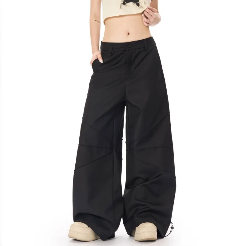 OR FL Women's American Deconstruction Design Sense Wide Leg Suit Pants Trendy Brand High Street Baggy Slacks Staraight Trousers