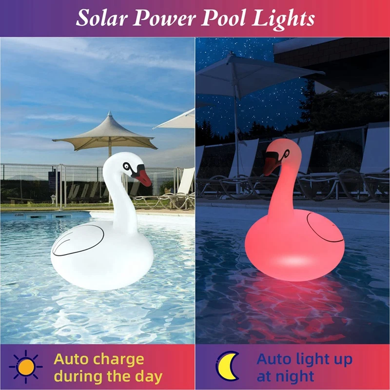 Luces flotantes para piscina Swan RGB, luces solares regulables para piscina, patio, decoración de boda