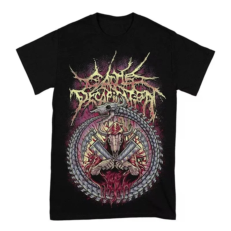 Camiseta de la primera banda, color negro, dorado, serie Dark Rock, Manches Courtes En Coton, Imprimé De Marque Tendance Americicaine