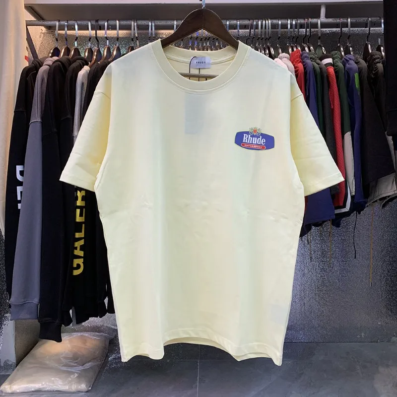 Vintage RHUDE Motorsport Badge Graphic T-shirt Crew Neck Short Sleeve RHUDE Casual Streetwear Men Women Tee for Daily Wear