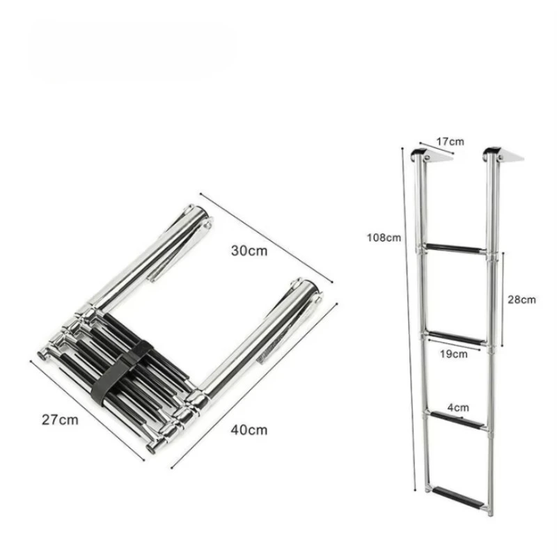 Stainless Steel Swimming Ladder Common 4 Section Launching Ladder Yacht Ship Accessories Deck Ladder Marine Hardware