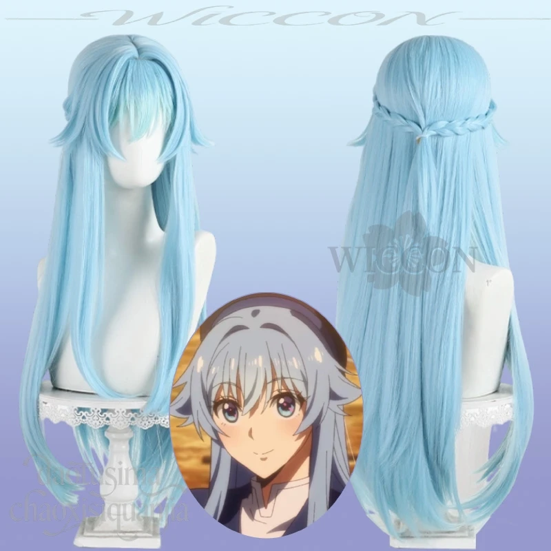 Dina Cosplay Anime Peluca larga de dibujos animados de pelo azul Sombreros sintéticos para fiestas de Halloween y Navidad