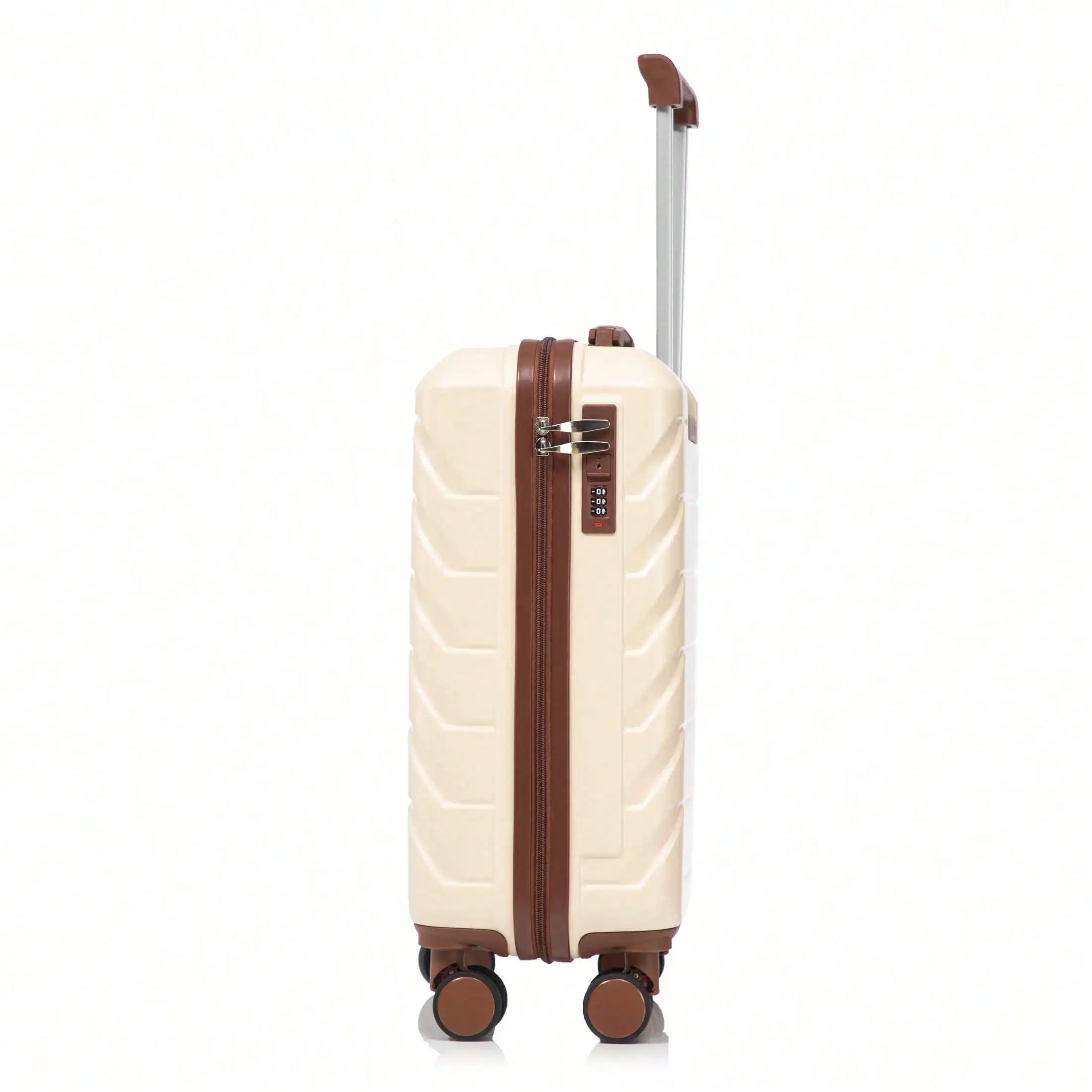 20 Inch Carry On Luggage, ABS Hardside Spinner Suitcase With TSA Combination Lock, Lightweight Rolling Travel Luggage For Trips, Beige