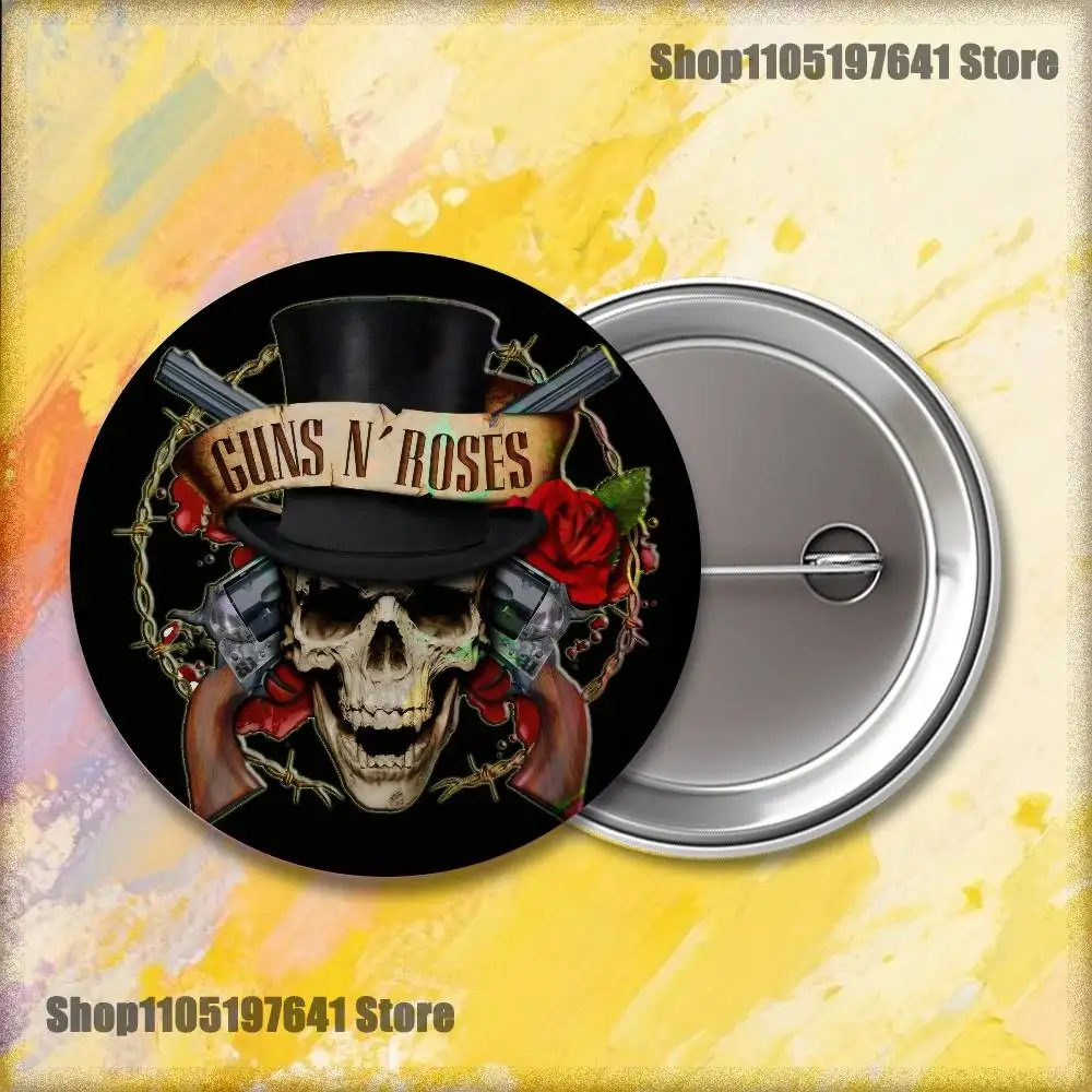 Band G-Guns N Roses Badges Button Round Creative Pin Brooch Badge Bag Decor Accessories Fans Collect Friends Gifts