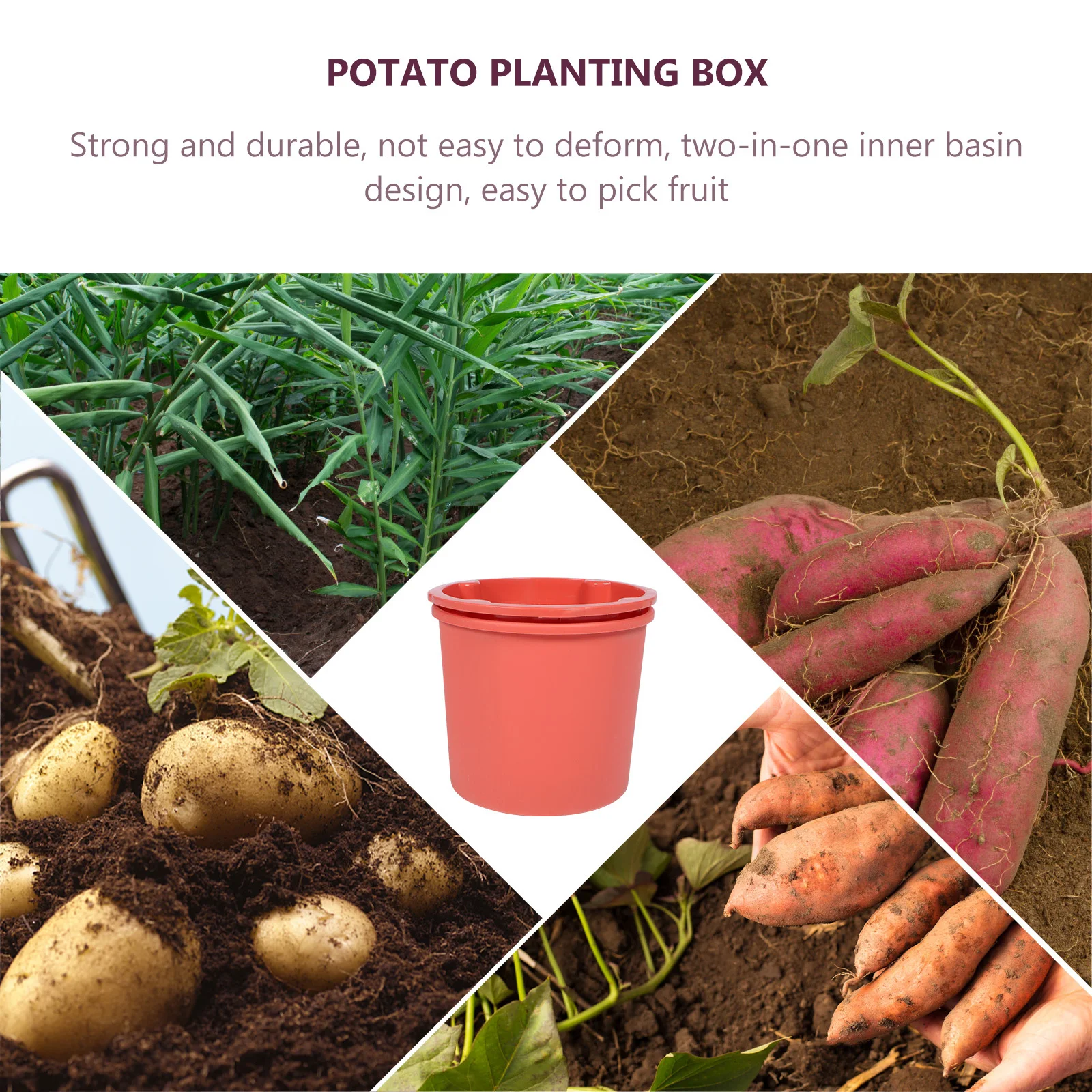 Soporte para plantar patatas de dos niveles, macetero duradero, práctico, transpirable, fácil de limpiar, accesorio de jardinería, cubo para plantar maní