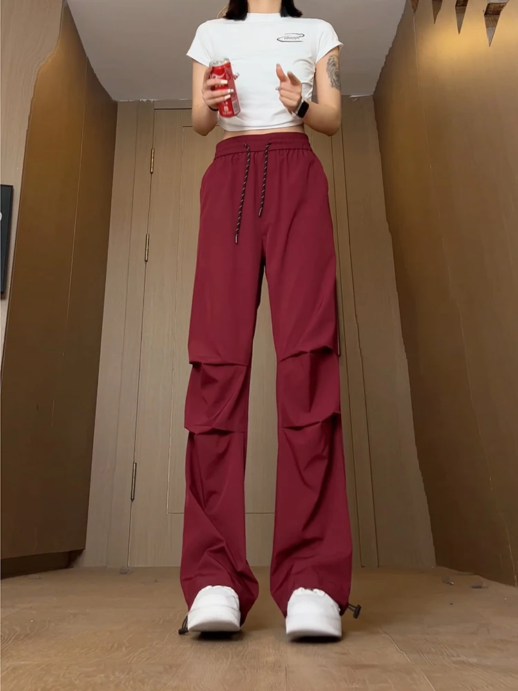 

Ice Silk Men's Summer Workwear Trousers Foldable Utili Pants High Waist Loose Fit Youthful Sle Casual Faion Brand