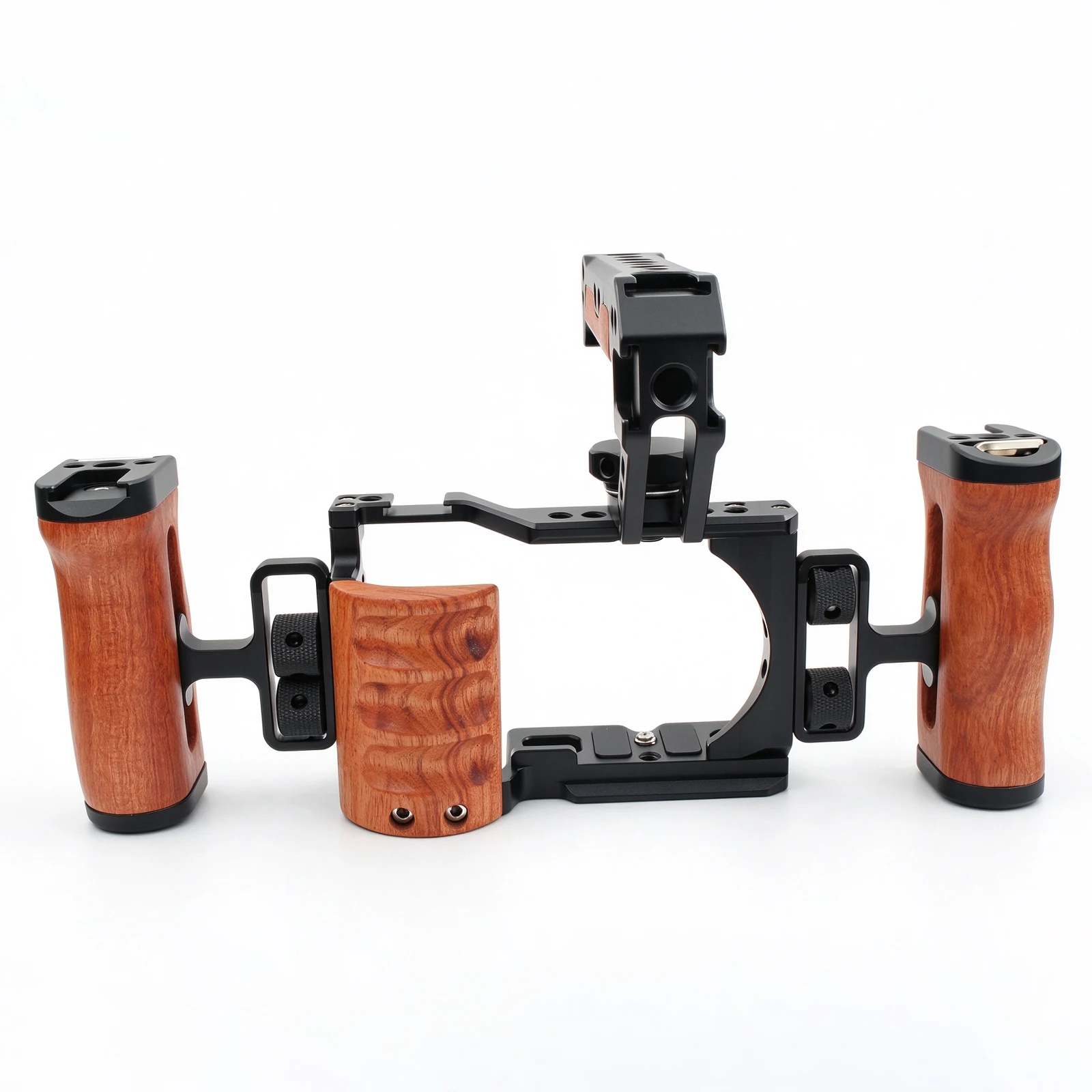 For Sony ZV-E10 Camera Cage Kit Wooden Handle 2 Side Handles ARRI Top Handle Cold Shoe Mount Arca Quick Release Plate Video Rig