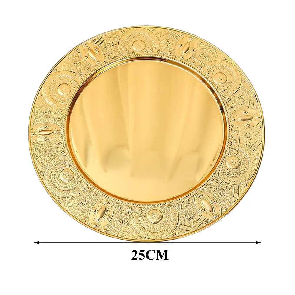 Metal Platter with Timeless European Flair for Daily Dessert Fruit Presentation or Living Room Table Decoration