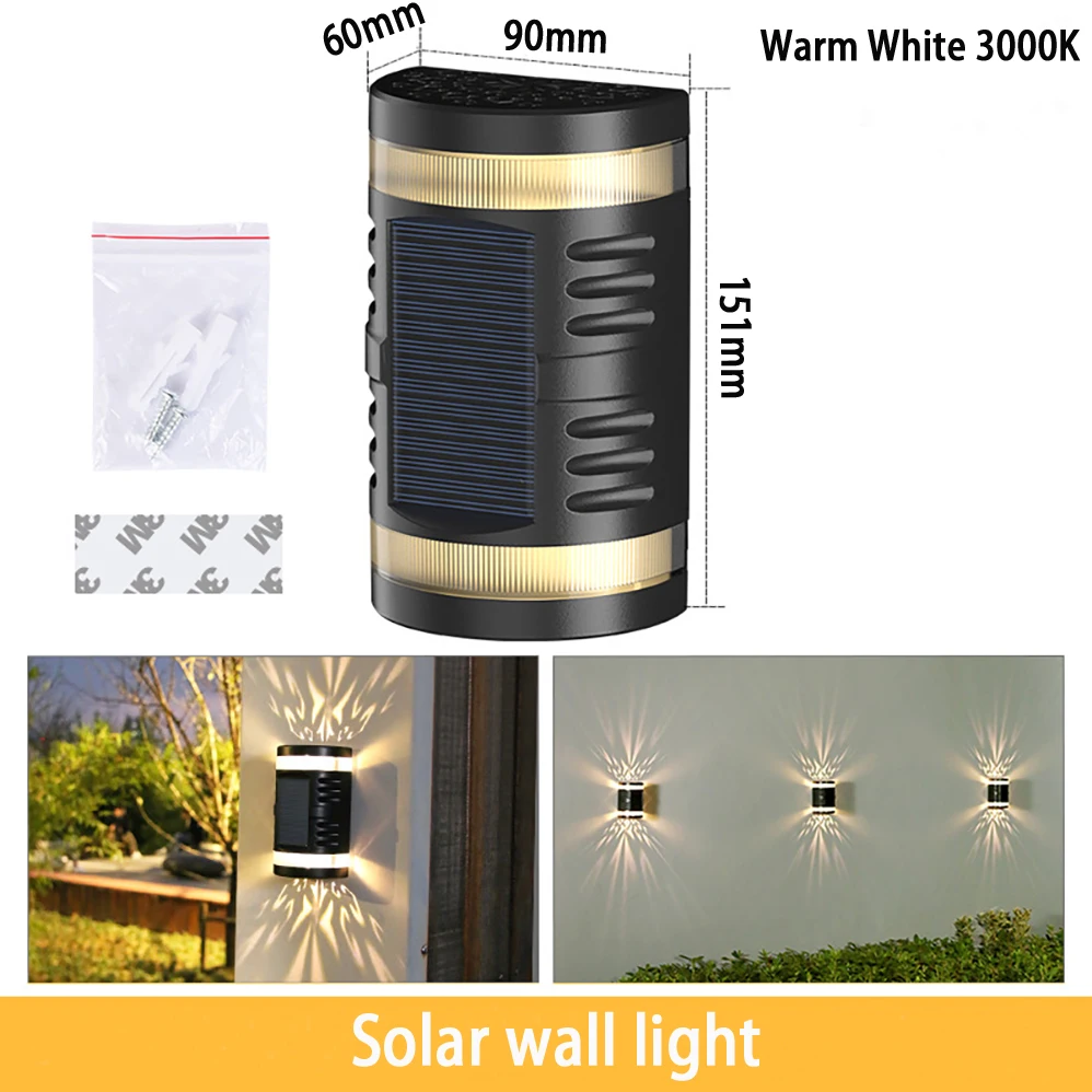 

2pcs kit LED Solar Wall Lamp Outdoor IP65 Waterproof Safety LED Lighting Solar Charging Environment Protection Energy Lighting