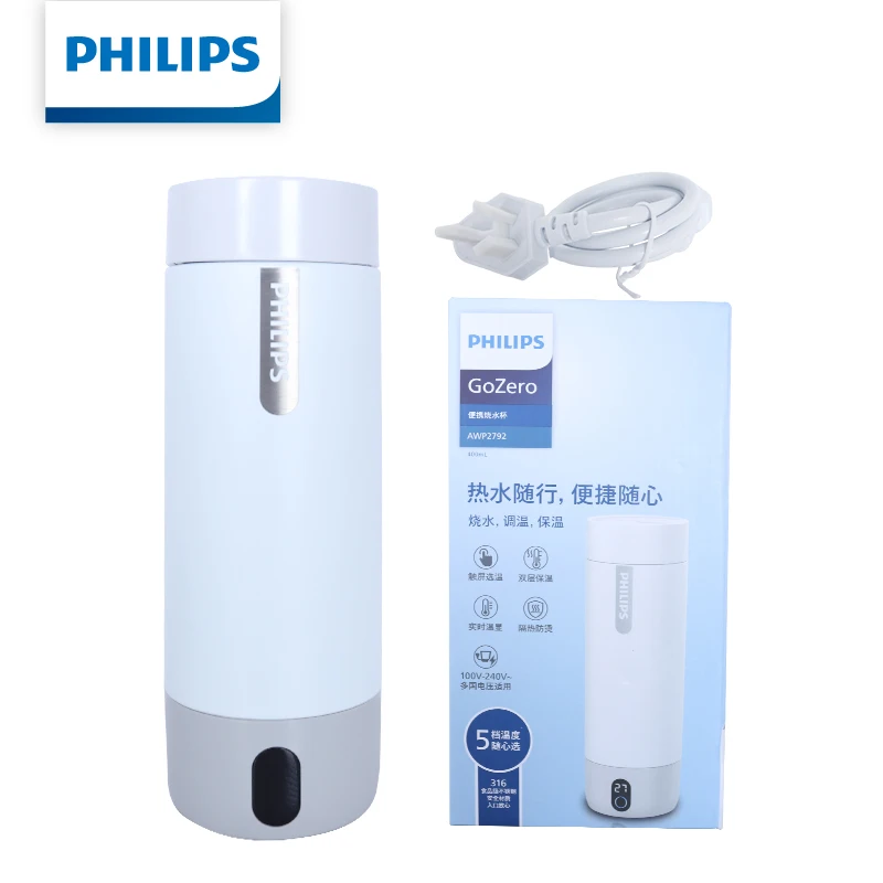 

Электрическая термокружка Philips 400 мл, из нержавеющей стали 316, с 5 режимами температуры, 6-часовая изоляция, IPX7, AWP2792