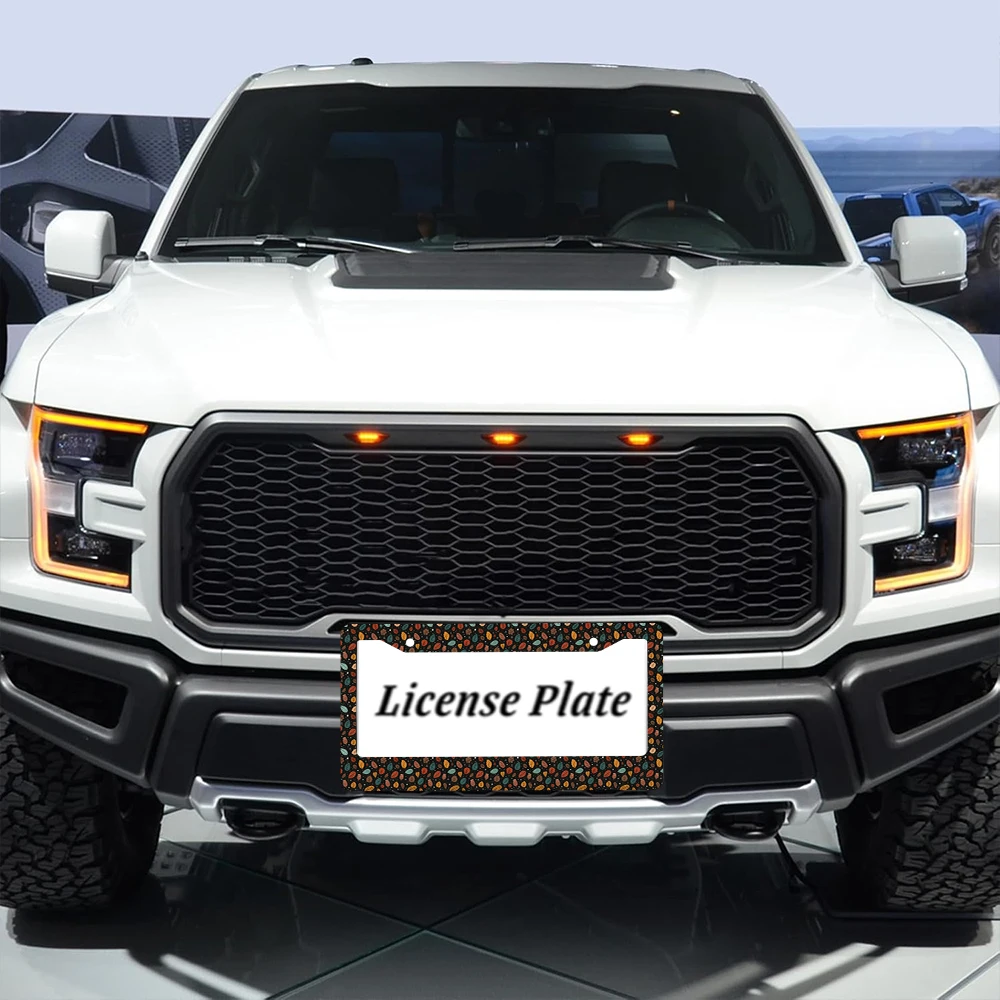 1 Buah Bingkai Plat Nomor 2 Lubang Pola Daun Multiwarna, Bahan Aluminium, 6X12 Inci dengan Set Sekrup, Dekorasi Mobil Baru Bergaya Retro