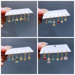 New Design Colorful Crystal Ocean Animal Mermaid Hoop Earrings Set for Women Gold Color Huggie Jewelry