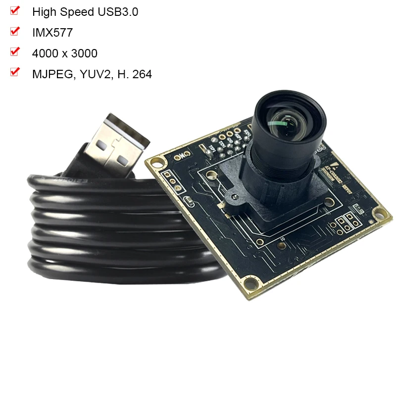 

4K 12MP HD USB3.0 Camera Module IMX577 Sensor 100° AF/FF With 30FPS H. 264 , MJPEG, YUV2