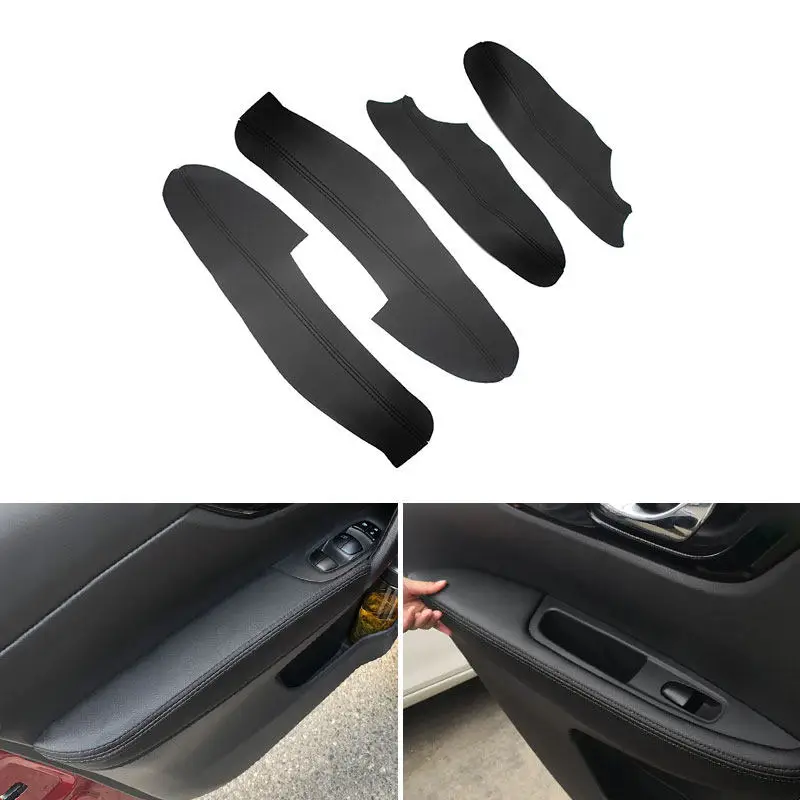 

Для Nissan Qashqai 2016 2017 2018, внутренняя дверная ручка автомобиля, подлокотник, черный кожаный чехол из микрофибры, аксессуары для отделки