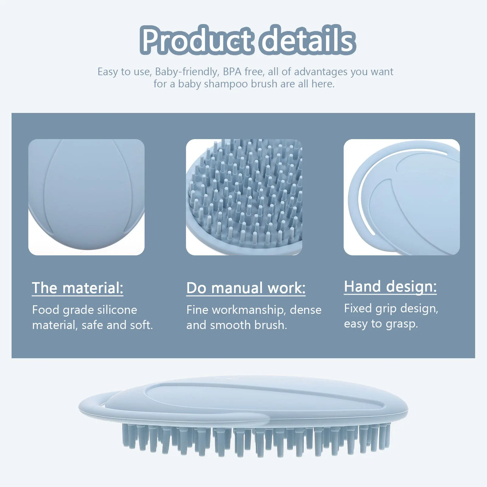 

Handheld Silicone Baby Bath Brush for Daily Deep Cleaning Massage Shampoo Use Ergonomic Design Soft on Skin Easy to Clean